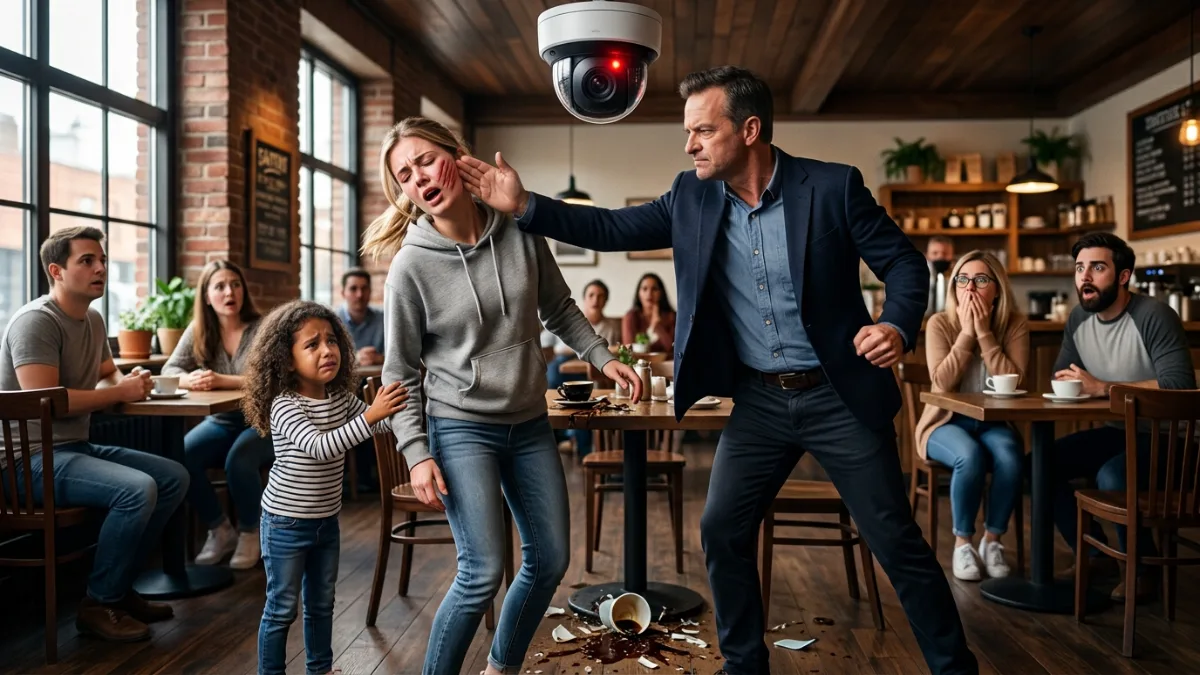 He Slapped a Woman in Front of a Child at a Café—He Never Noticed the Security Camera Recording Everything
