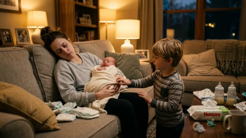 A Tired Mother Fell Asleep Holding Her Newborn—What Her Young Son Did Next Left Her in Tears